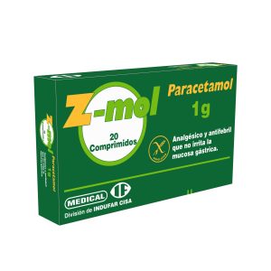 Z-mol 1g Paracetamol - Contiene 20 Comprimidos.